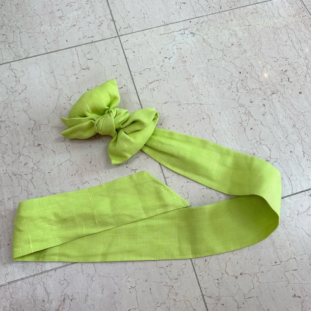 Lime Green Linen Bow Belt